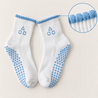 Chaussettes antidérapantes à bord festonné, jacquard géométrique personnalisé, à pois multicolores