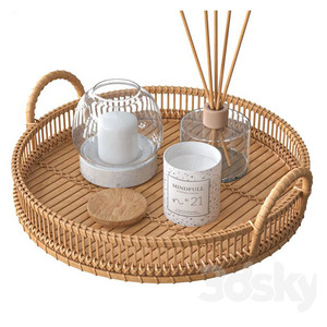Plateau décoratif en rotin et corde naturelle tissé à la main Panier de service et d'organisation de style ferme et côtier écologique pour la cuisine - Product Image 1