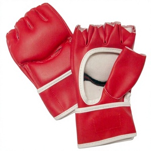ถุงมือฝึกซ้อม MMA แบบครึ่งนิ้ว สีแดง หนัง PU ปิดด้วยเวลโคร อุปกรณ์ศิลปะการต่อสู้สำหรับทุกเพศ - Product Image 1