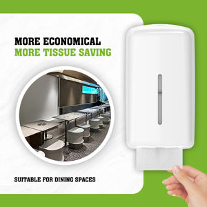 Distributeur de mouchoirs en papier commercial mural FANDA, design moderne et écologique, en plastique blanc, 2 packs, design carré pour bureau - Product Image 4