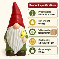 Ornamen Luar Ruangan Plastik Bentuk Gnome Tahan Air Diameter 16cm Tinggi 21cm Ramah Lingkungan Tahan UV untuk Dekorasi Musiman/Liburan
