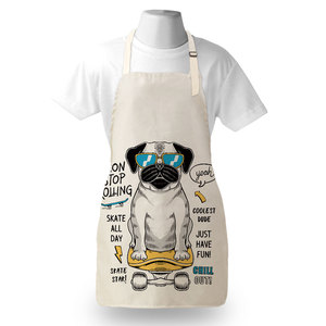 Hot Bán Giá Rẻ Khuyến Mãi Tùy Chỉnh Không Thấm Nước 100% Cotton Linen Nấu Nướng Tạp Dề Với Cartoon Dog In Ấn - Product Image 2