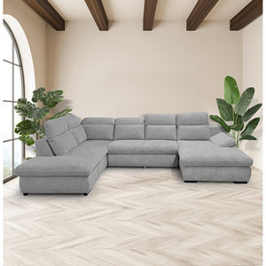 LORENA MOD. SALÓN, VERSIÓN EN FORMA DE U, ESQUINA IZQUIERDA, EN TELA GRIS CLARO - Product Image 1