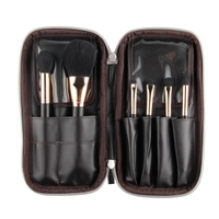 Étui à cosmétiques personnalisé en cuir PU avec fermeture éclair, imperméable, portable, de taille moyenne, pour pinceaux de maquillage, étiquette privée