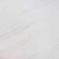 Dalle de quartz blanc Calacatta avec veines gris clair dorées pour plan de travail de cuisine, meuble-lavabo et panneau mural 3500x2000mm