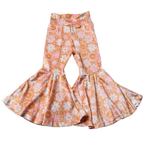 Bambini neonate vestiti per bambini stampa personalizzata <span class=keywords><strong>velluto</strong></span> a coste seta latte tessuti tinta unita volant <span class=keywords><strong>pantaloni</strong></span> a zampa di elefante - Product Image 5