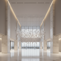 Lustre en cristal K9 en forme de goutte de pluie, design artistique minimaliste et luxueux, personnalisé pour la décoration de salle de mariage, idéal pour le hall d'hôtel