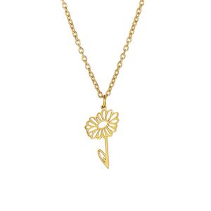 Dina – collier <span class=keywords><strong>de</strong></span> fleur <span class=keywords><strong>de</strong></span> naissance en plaqué or 18K pour femme, bijoux élégants en acier inoxydable, pendentif fleur Lotus marguerite, nouvel arrivage <span class=keywords><strong>2023</strong></span> - Product Image 4