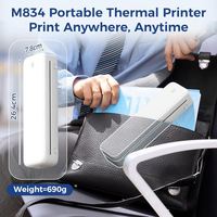 Imprimante à main A4 Portable sans fil Imprimante M834 sans encre 300dpi Imprimante thermique Fichier/PDF Machine d'impression pour bureau/étudiants