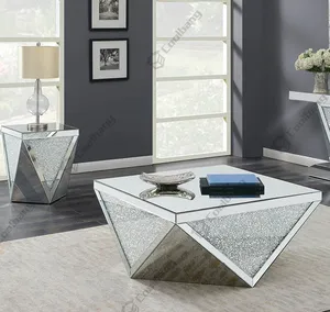 Coolbang Living Room Furniture Mirrored Coffee Table End Table / Side Table / Pedestal Mirror + Mdf,glass Modern Silver 10 Years