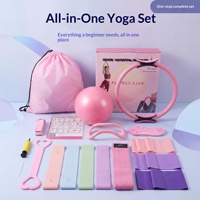 Ensemble de ballon de yoga et anneau de Pilates en PP, surface lisse, pour fitness à domicile, bande de résistance pour la récupération post-partum et le remodelage corporel complet