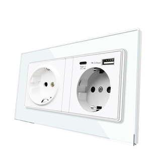 Doppia presa sostituibile Euro Standard <span class=keywords><strong>a</strong></span> muro con due porte Usb tipo <span class=keywords><strong>a</strong></span> porta di tipo <span class=keywords><strong>c</strong></span> 2 prese 16A 250V pannello <span class=keywords><strong>a</strong></span> parete presa di montaggio - Product Image 1