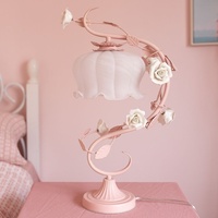 Lampadaire Vintage Romantique Style Européen-Américain pour Chambre à Coucher, Ampoule Économe en Énergie, Rose Princesse, Fleur Féminine, Style Champêtre Basse Intensité