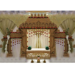 Conjunto de Mandap para Bodas Manavarai, Estilo Único de Madera de Sri Lanka, Mandap de Fibra con Aspecto de Madera, Último Modelo de Mandap Dorado para Bodas, Ensamblaje de Mandap Dorado Gigante para Bodas en Italia - Product Image 1