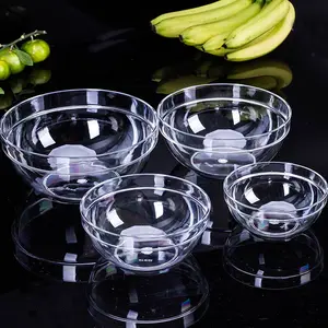 Tigela de plástico descartável transparente para salada de frutas e legumes, recipiente para comida personalizado por atacado