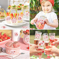 Autocollants promotionnels « Merci » fraise, étiquettes adhésives en papier, tampons de scellage, forme ronde, décorations pour fêtes d'anniversaire d'été