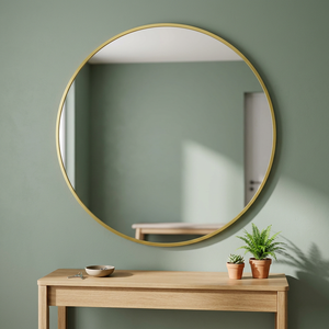 Specchio da Parete Rotondo di Lusso 80 cm con Cornice in Ottone Dorato 4mm di Spessore Stile Contemporaneo Retrò per Sala da Pranzo Bagno e Arredamento Hotel - Product Image 3