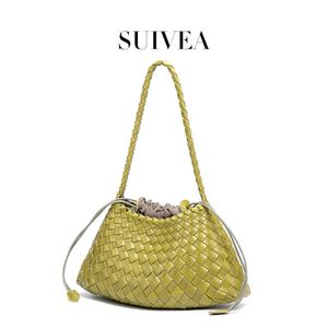 Bolso de hombro tejido para mujer con cierre de cordón de rejilla de diamantes estilo bohemio para uso diario - Product Image 4