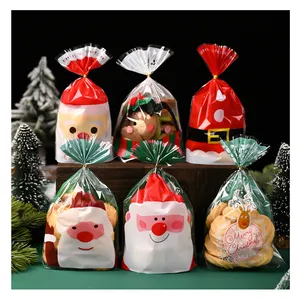 Customized Christmas Snack Candy Cookie Packaging Plastic Bag OPP Cellophane Snowflake Mylar Bag Marshmallow Cake Stand Up Bag