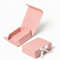 Boîte cadeau magnétique rigide en carton pliable rose avec logo personnalisé pour l'emballage artisanal