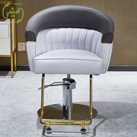 Chaise de coiffure à pompe hydraulique robuste avec chaise de salon de luxe de beauté de cheveux à base ronde chromée