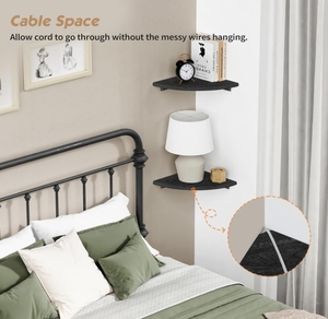 كتاب خشبي مستدير صغير أسود حديث عائم ، رف كتب صغير لغرفة النوم - Product Image 5