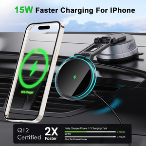 360 Có Thể Điều Chỉnh Chân Không Từ Hút Cup Không Dây Sạc Xe Hơi Người Giữ Điện Thoại 15W Loại C Cổng ABS Chất Liệu Có Thể Điều Chỉnh Đứng Cho - Product Image 3