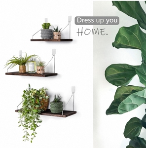 Legno di pizzo Vintage casale intagliato appeso ripiano galleggiante con <span class=keywords><strong>corda</strong></span> per soggiorno e bagno borse di piante vasi di fiori - Product Image 2