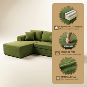 Sofá en Forma de L, Cómodo para la Piel, para Huéspedes, Chaise Longue Reclinable, Compacto y Plegable - Product Image 5