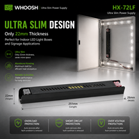 HX-72LF-12 72W 12V 6A Alimentation LED AC/DC ultra-mince en aluminium, transformateur pour éclairage LED de type lampadaire