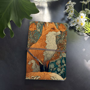 A6 Cuaderno Vintage hecho a mano con cierre de corbata Papel extraíble Regalo de <span class=keywords><strong>cumpleaños</strong></span> perfecto para el amigo del primo con flores de zorro Orn - Product Image 1