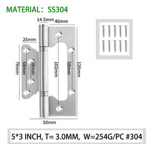 201 304 acciaio inox 2 cuscinetti a sfere a filo porta cerniera di 180 gradi a farfalla cerniera <span class=keywords><strong>per</strong></span> legno camera da letto scuola ospedale - Product Image 6