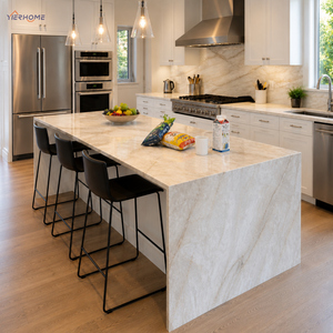 Gabinetes <span class=keywords><strong>de</strong></span> Cocina Modernos <span class=keywords><strong>de</strong></span> Madera Contrachapada Americana, Puerta <span class=keywords><strong>de</strong></span> MDF Pintada, Isla Central <span class=keywords><strong>de</strong></span> Cuarzo Taj Mahal y Cierre Suave - Product Image 3