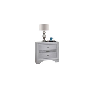 Matrix Traditional 2 Drawer Nightstand White Wood <b>Storage</b> Furniture Bedroom - Product Image 2