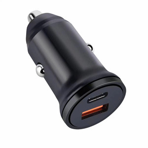 Chargeur de voiture rapide Type-C PD <span class=keywords><strong>25W</strong></span> QC4.0 avec port USB pour ordinateur portable et écouteurs, sortie 5V/3A, format mini, boîte d'emballage incluse - Product Image 1