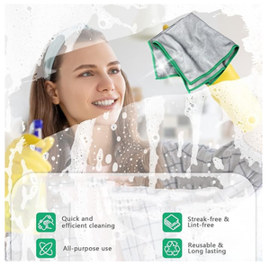 Paño de <span class=keywords><strong>Limpieza</strong></span> de Microfibra para Pulir Vidrio Milagroso, Sin Rastro, Sin Pelusas, Fácil de Limpiar para Superficies de Cocina, Platos y Espejos - Product Image 3
