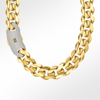 Collier Homme Chaîne Maille Cubaine Miami Épaisse Plaqué Or 14K 18K, Bijoux Hip Hop avec Fermoir Pavé Classique Type Monaco