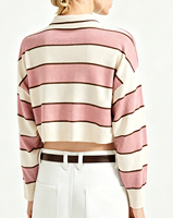 Chemise décontractée pour femme personnalisée avec impression sur le devant, tricotée en 100% coton, douce, respirante, à manches longues et rayée