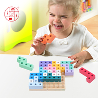 2024 baru 3D blok kayu pola blok bentuk geometris teka-teki klasik awal pendidikan permainan warna-warni Puzzle