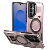 Coque de téléphone robuste avec support de cadre d'objectif en alliage de zinc caché TPU+PC, compatible avec la charge sans fil pour Samsung S26 S26 Plus S26 Ultra