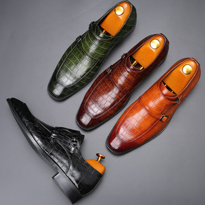 Zapatos de vestir de cuero con logotipo personalizable para <span class=keywords><strong>hombre</strong></span> Oxfords puntiagudos Slip-On ligero transpirable TPR otoño Drop Shipping - Product Image 2