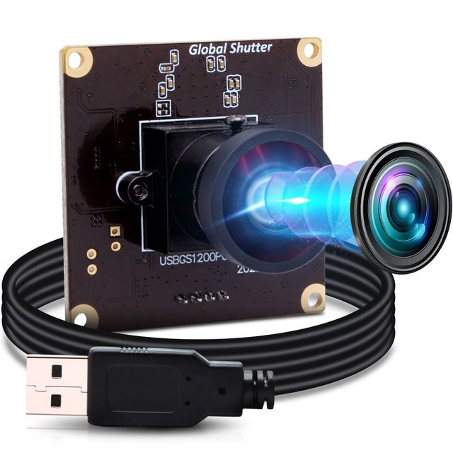 ELP 2MP No Distortion Lens Wide Angle 1200P 90fps Global Shutter AR0234 DynamicRange Mini USB Camera Module for High Speed Sport