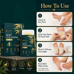 Patchs détoxifiants coréens pour les pieds, marque privée, nettoyage en profondeur, relaxation, amélioration du sommeil, élimination de l'humidité - Product Image 5