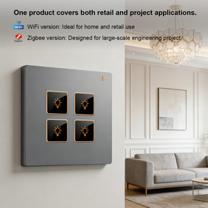 Interruptor de Luz Inteligente de Pared de Alta Calidad con Botón de Vidrio Tuya <span class=keywords><strong>Wifi</strong></span> Zigbee, 4 Canales, Control <span class=keywords><strong>por</strong></span> Voz con Alexa y Google Home - Product Image 3