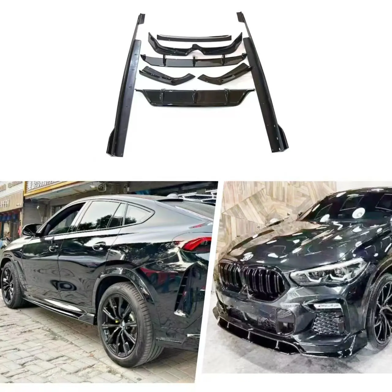 ABS Kunststoff Ritter-Karosserie-Kits Seitenschürzen Frontlippe hinteres Diffusor für BMW X6 G06 19-22