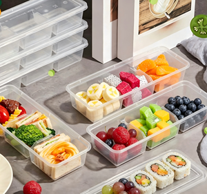 5 Pcs Set Food Grade PP Rectangular <b>Stackable</b> Meal Prep <b>Storage</b> Picnic Travel Portion Control Snack <b>Container</b> - Product Image 5