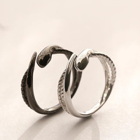 Bagues de couple Serpent en Cuivre, style corde, ouvertes et ajustables, motif Zodiaque, bandes assorties tendance pour Hommes et Femmes