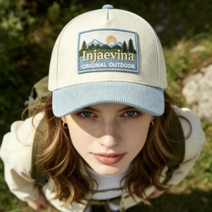 Casquette de baseball personnalisée brodée pour l'extérieur, casquette de camionneur en velours côtelé bleu clair avec patch brodé pour les sports de plein air - Product Image 5