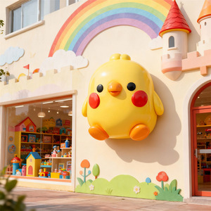 Escultura de Pollo de Fibra de Vidrio Ecológica Personalizada para Exhibición en Paredes de Tiendas de Juguetes, Decoración Comercial de Dibujos Animados - Product Image 1