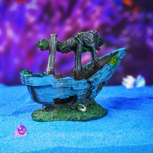 Qipuwei Fish Tank Paysage Simulation Petit <span class=keywords><strong>Bateau</strong></span>, Et Abri De Crevettes, Ornements De Décoration De Grotte, Aquarium, Cassé Su - Product Image 3